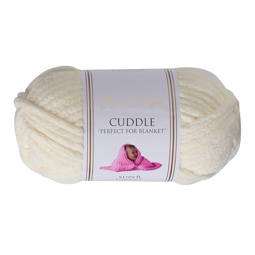 Utopia Crafts Cuddle Super Chunky Chenille-Garn, weich, zum Stricken und Häkeln, 100 g – 60 m, cremefarben von Utopia Crafts