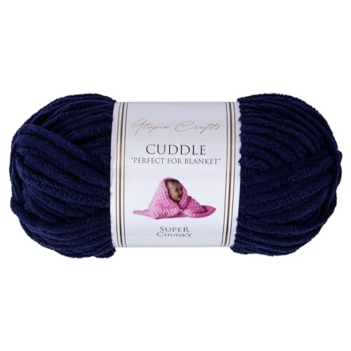 Utopia Crafts Cuddle Super Chunky Chenille-Garn, weich, zum Stricken und Häkeln, 100 g – 60 m (Mitternachtsblau) von Utopia Crafts