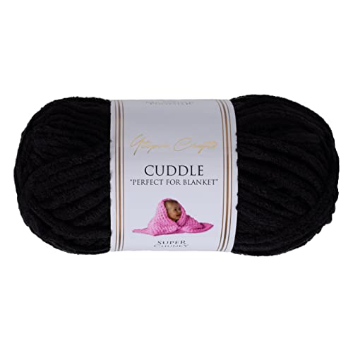 Utopia Crafts Cuddle Super Chunky Chenille-Garn zum Stricken und Häkeln, 100 g – 60 m, Schwarz von Utopia Crafts