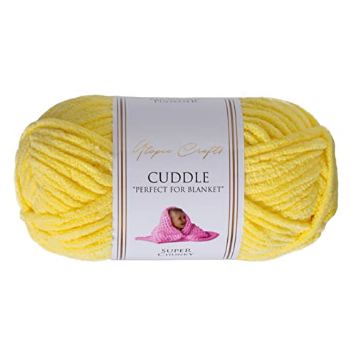 Utopia Crafts Cuddle Super Chunky Chenille-Garn zum Stricken und Häkeln, 100 g – 60 m (Zitrone), zitronengelb von Utopia Crafts