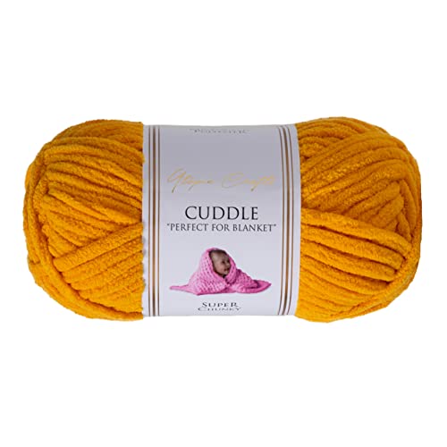 Utopia Crafts Cuddle Super Chunky Chenille-Garn zum Stricken und Häkeln, 100 g – 60 m (senffarben) von Utopia Crafts