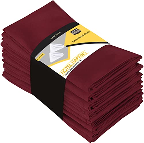 Utopia Kitchen Burgundy Cloth Servietten [12 Pack, 50x50 cm] Baumwollmischung waschbar und wiederverwendbar Tabelle Abendessen Servietten für Hotel, Mittagessen, Restaurant, Hochzeiten von Utopia Kitchen