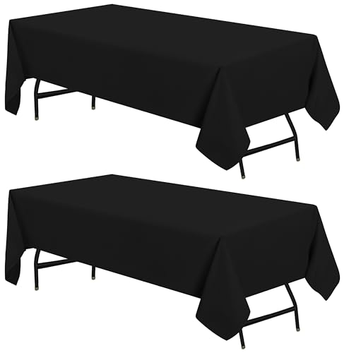 Utopia Kitchen Polyester Tischdecke 110 x 140 cm (2er-Pack, Schwarz) Maschinenwaschbare Tischdecke Ideal für Partys, Veranstaltungen, Hochzeiten und Restaurants (44 x 56 Zoll) von Utopia Kitchen