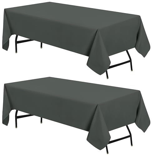 Utopia Kitchen Polyester Tischdecke 110 x 140 cm (2er-Pack, Grau) Maschinenwaschbare Tischdecke Ideal für Partys, Veranstaltungen, Hochzeiten und Restaurants (44 x 56 Zoll) von Utopia Kitchen