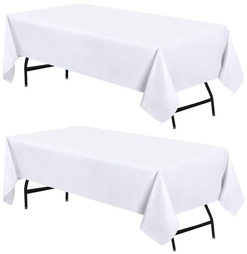 Utopia Kitchen Polyester Tischdecke 110 x 140 cm (2er-Pack, Weiß) Maschinenwaschbare Tischdecke Ideal für Partys, Veranstaltungen, Hochzeiten und Restaurants (44 x 56 Zoll) von Utopia Kitchen