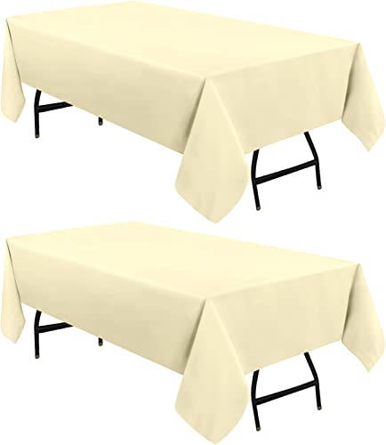 Utopia Kitchen Polyester Tischdecke 132 x 180 cm (2er-Pack, Elfenbein) Maschinenwaschbare Tischdecke Ideal für Partys, Veranstaltungen, Hochzeiten und Restaurants (52 x 71 Zoll) von Utopia Kitchen