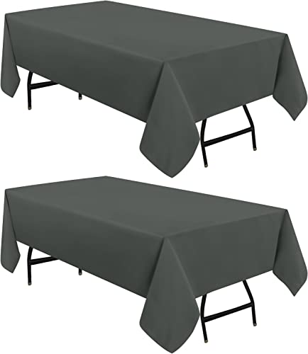 Utopia Kitchen Polyester Tischdecke 132 x 180 cm (2er-Pack, Grau) Maschinenwaschbare Tischdecke Ideal für Partys, Veranstaltungen, Hochzeiten und Restaurants (52 x 71 Zoll) von Utopia Kitchen