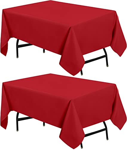 Utopia Kitchen Polyester Tischdecke 132 x 180 cm (2er-Pack, Rot) Maschinenwaschbare Tischdecke Ideal für Partys, Veranstaltungen, Hochzeiten und Restaurants (52 x 71 Zoll) von Utopia Kitchen