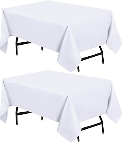 Utopia Kitchen Polyester Tischdecke 132 x 180 cm (2er-Pack, Weiß) Maschinenwaschbare Tischdecke Ideal für Partys, Veranstaltungen, Hochzeiten und Restaurants (52 x 71 Zoll) von Utopia Kitchen