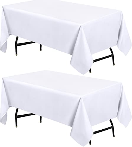 Utopia Kitchen Polyester Tischdecke 132 x 218 cm (2er-Pack, Weiß) Maschinenwaschbare Tischdecke Ideal für Partys, Veranstaltungen, Hochzeiten und Restaurants (52 x 86 Zoll) von Utopia Kitchen