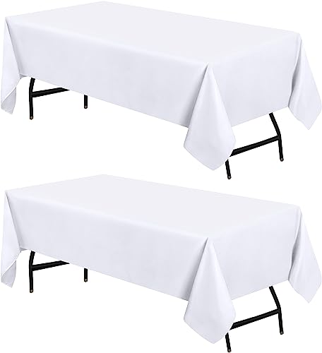 Utopia Kitchen Polyester Tischdecke 140 x 240 cm (2er-Pack, Weiß) Maschinenwaschbare Tischdecke Ideal für Partys, Veranstaltungen, Hochzeiten und Restaurants (55 x 95 Zoll) von Utopia Kitchen