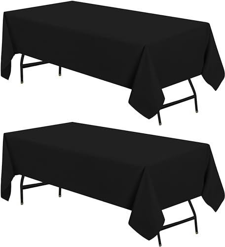 Utopia Kitchen Polyester Tischdecke 140 x 240 cm (2er-Pack, Schwarz) Maschinenwaschbare Tischdecke Ideal für Partys, Veranstaltungen, Hochzeiten und Restaurants (55 x 95 Zoll) von Utopia Kitchen