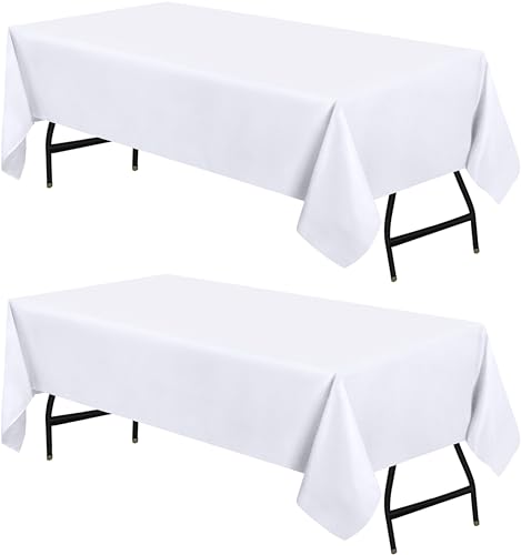 Utopia Kitchen Polyester Tischdecke 150 x 300 cm (2er-Pack, Weiß) Maschinenwaschbare Tischdecke Ideal für Partys, Veranstaltungen, Hochzeiten und Restaurants (59 x 118 Zoll) von Utopia Kitchen