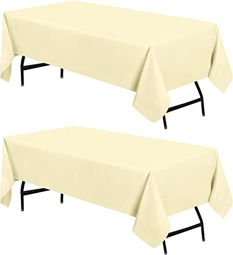 Utopia Kitchen Polyester Tischdecke 140 x 240 cm (2er-Pack, Elfenbein) Maschinenwaschbare Tischdecke Ideal für Partys, Veranstaltungen, Hochzeiten und Restaurants (55 x 95 Zoll) von Utopia Kitchen