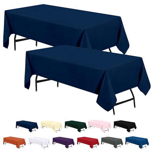 Utopia Kitchen Polyester Tischdecke 152x213 cm (2er-Pack, Marineblau) Maschinenwaschbare Tischdecke Ideal für Partys, Veranstaltungen, Hochzeiten und Restaurants von Utopia Kitchen