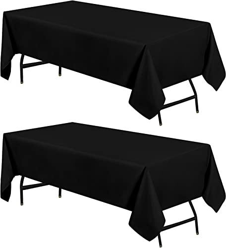 Utopia Kitchen Polyester Tischdecke 152x259 cm (2er-Pack, Schwarz) Maschinenwaschbare Tischdecke Ideal für Partys, Veranstaltungen, Hochzeiten und Restaurants von Utopia Kitchen