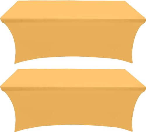Utopia Kitchen Spandex-Tischdecke, 1,8 m, goldfarben, enganliegend, waschbar und knitterfrei, dehnbar, rechteckig, Terrassentischabdeckung für Veranstaltung, Bankett und Partys, 183 x 76 x 76 cm (L x von Utopia Kitchen