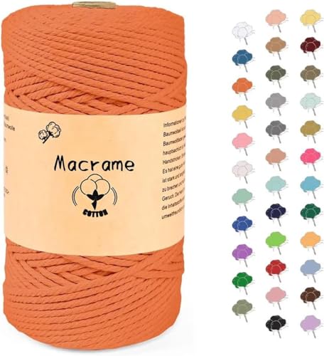 2mm x 100m Baumwollgarn Makramee, Makramee Garn, Baumwollseil für Basteln-Orange von Uvolo