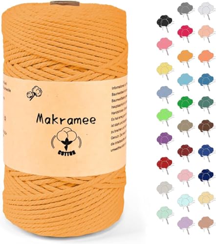 2mm x 100m Makramee Garn, Baumwollgarn, Macrame Kordel für Basteln, Pflanzenbügel-Golden von Uvolo