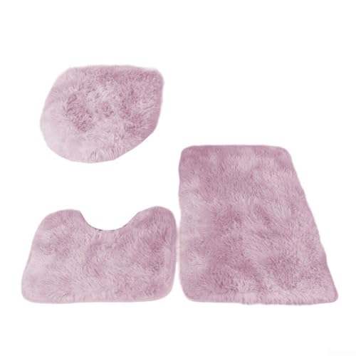 Uwithdanceme Badezimmerteppich-Set, Bade- und WC-Vorleger-Set, batikfarben, langhaariger Teppich, Plüsch, rutschfeste Fußmatte, Badezimmer, wasserabsorbierendes Set (Rosa) von Uwithdanceme