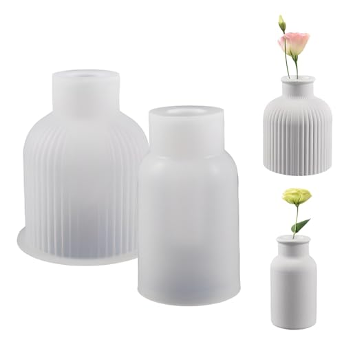 UxradG 2 Stück Vase Silikonform, Vases Resin Formen, Blumenvase Gießformen Silikon, DIY Handgefertigte Blumentopf Formen, Epoxidharz Formen zur Herstellung Blumenvasen und Heimdekoration(Weiß) von UxradG