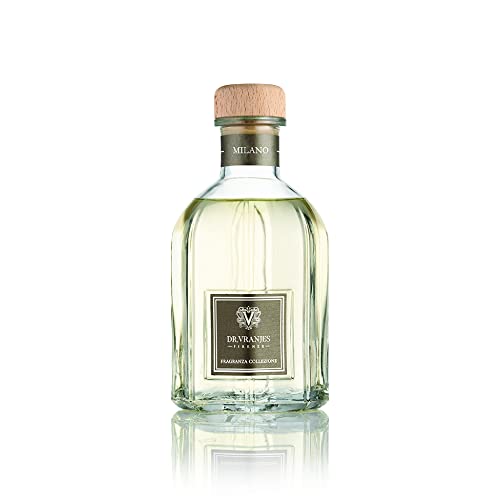 Dr. Vranjes - Milano 250 ml Diffuser + Doppelback weiße Stäbchen (3 Stück) - Luxus-Raumduft, Made in Italy, Duftpyrammide: Patchouli, Pfeffer, Sandelholz (250 ml) von Dr. Vranjes