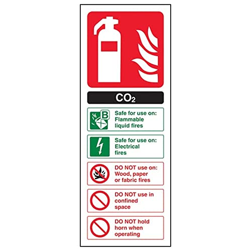 Feuerlöscher, CO2-ID, 75 x 200 mm, wiederklebbares Sicherheitsschild von VSafety