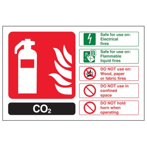 Feuerlöscher, CO2-ID, 150 x 100 mm, wiederklebbares Sicherheitsschild von VSafety