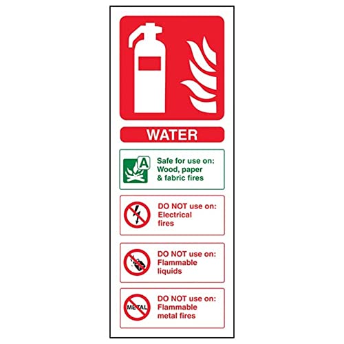 Feuerlöscher – Water ID – 75 x 200 mm wiederklebbares Sicherheitsschild von VSafety