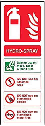 VSafety Hydro-Spray ID-Feuerlöscher, Hochformat, 100 x 280 mm, 1 mm starrer Kunststoff von VSafety