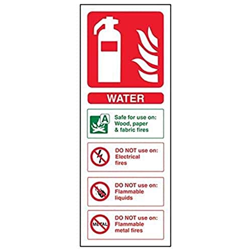 VSafety Wasserausweis Feuerlöscher Schild – Hochformat – 100 mm x 280 mm – 2 mm starrer Kunststoff von VSafety