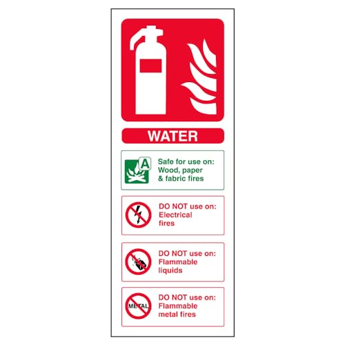 VSafety Water ID Feuerlöscher-Schild – Hochformat – 75 mm x 200 mm – 2 mm starrer Kunststoff von VSafety