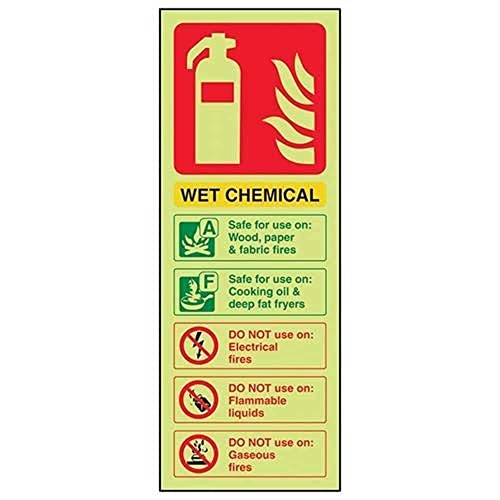 VSafety englisches Feuerlöscher-Schild, im Dunkeln leuchtend, CO2-Kennzeichnung, 75 x 200 mm, selbstklebendes Vinyl von V Safety
