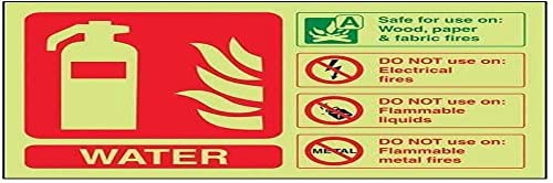 VSafety englisches Warnschild für Feuerlöscher, leuchtet im Dunkeln, 200 x 150 mm, selbstklebendes Vinyl von VSafety