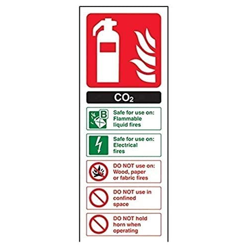 vsafety 11004 Hammer/Schlägel ac-s Feuerlöscher Schild, CO2 ID, selbstklebend, Portrait, 75 mm x 200 mm x 200 mm, schwarz/grün/rot von V Safety