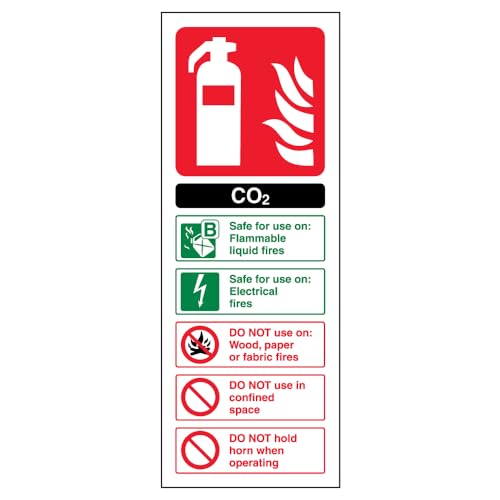 vsafety 11004 Hammer/Schlägel aj-r Feuerlöscher Schild, CO2 ID, starrer Kunststoff, Porträt, 100 mm x 280 mm, schwarz/grün/rot von VSafety