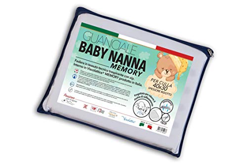 V.I.P. Very Important Pillow Cuscino V.I.P. Kissen Baby Nanna Memory Wiege, Kopfkissen 40 x 30 cm, hergestellt in Italien, Weiß, 1 Unità (Confezione da 1) von V.I.P. Very Important Pillow