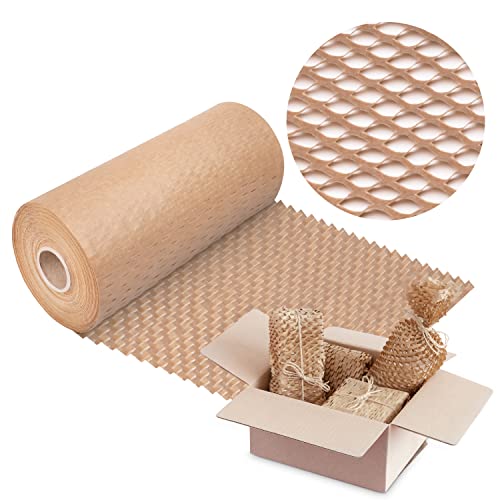 V1 Trade Verpackungspapier Rolle 20cm x 50m - Braunes Wabenpapier - Kraftpapier Rolle - Öko Packpapier - Wellpappe 90g/m2 - Verpackungsmaterial Papier - Füllmaterial Verpackung - Polsterpapier von V1 TRADE