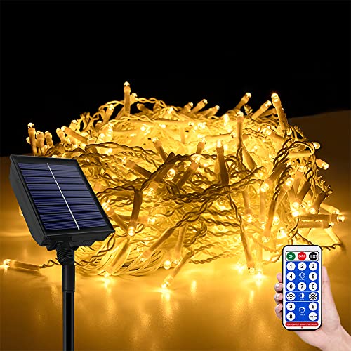 VA-Cerulean Solar Eiszapfen Lichterkette mit Fernbedienung,8 Modi Eisregen Lichterkettenvorhang,IP44 Wasserfest,Außen und Innen Deko für Weihnachten,Halloween,Hochzeit(10m,400LEDs,Warmweiß) von VA-Cerulean