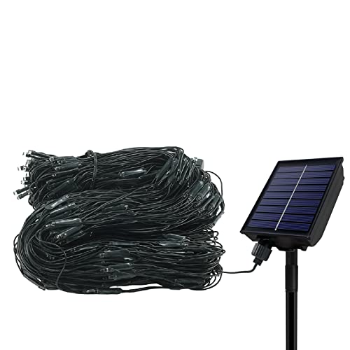 VA-Cerulean Solar Lichternetz,250 LEDs Warmweiß,3x2m,8 Modi LED Lichterkette mit Fernbedienung,Vorhang Lichtervorhang,Außen und Innen Lichterkettennetz Deko für Halloween,Weihnachten,Hochzeit von VA-Cerulean