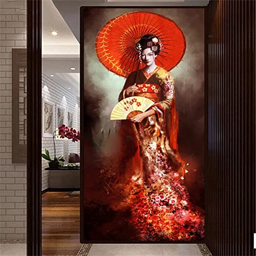 5D Diamant Painting Bilder Full Groß, Japanische Geisha Frau 40x80cm Diamant Malerei für Erwachsene & Kinder, DIY Diamond Painting Set Strass Stickerei Kreuzstich Handwerk für Wand Dekor Geschenk von VABUN