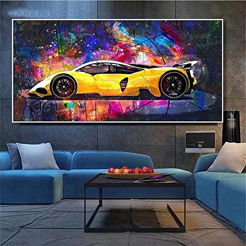 DIY 5D Diamond Painting Kits,Full Bohrer Cooler Sportwagen 70x140cm große Größe Diamant Malerei Bilder Kristall Strass Stickerei Cross Stitch Handgemachtes Bastelarbeiten Wanddekoration von VABUN