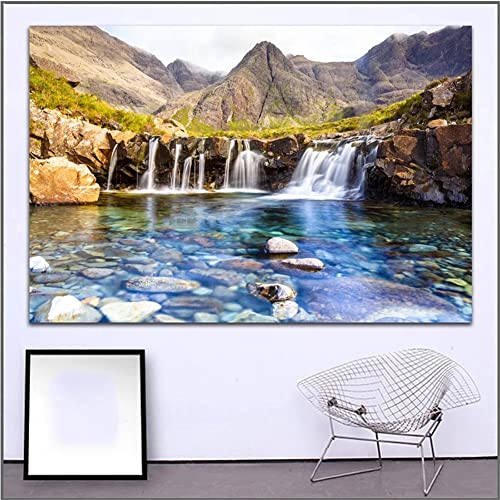 Groß DIY Diamond Painting Bilder Kits, Falls Isle of Skye Schottland 30x60cm 5D Diamond Painting Set Voller Diamant Kreuzstich Mosaik Gemälde für Kunst Basteln Leinwand Wanddekoration Aufkleber von VABUN