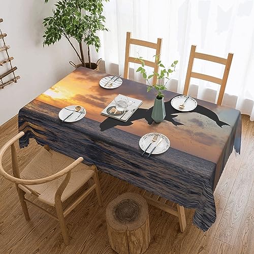 VACSAX Rechteckige Tischdecke, 137 x 183 cm, wasserdicht, mit Meeressprungmuster, dekorativer Stoff, Tischdecke für Esstisch, Buffet, Partys, Camping von VACSAX