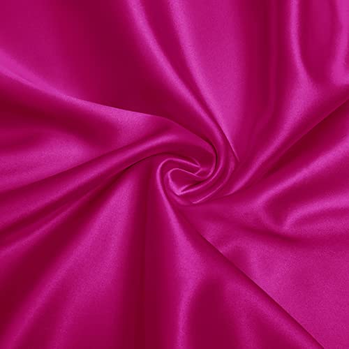 VACVELT Charmeuse Satinstoff by The Yard, 152,4 cm breit, Hot Pink, glänzender und weicher Stoffstoff, seidiger Satin-Stoff für Brautkleid, Hochzeitsdekorationen, Basteln, Nähen, Drapieren (2,7 m) von VACVELT