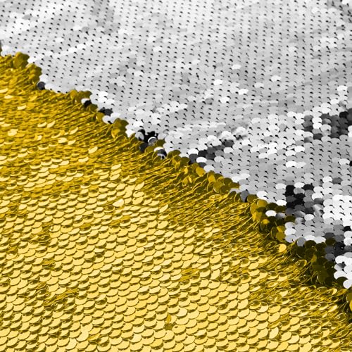 VACVELT Flip Pailletten Stoff von The Yard, Half Yard Reversible Pailletten Stoff, Gold + Silber Glitzer Stoff Sparkly Mermaid Pailletten Stoff für Graffiti, Brautkleid, Hochzeitsdekorationen, Nähen VACVELT Flip Pailletten Stoff von The Yard, Half Yard Reversible Pailletten Stoff, Gold + Silber Glitzer Stoff Sparkly Mermaid Pailletten Stoff für Graffiti, Brautkleid, Hochzeitsdekorationen, Nähen von VACVELT