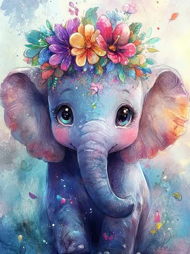 VAIIEYO 5D DIY 5D Diamond Painting Elefant, Diamant Painting Bilder Malerei Kits Tier, Malen Nach Zahlen Diamant Home Wand Decor Gemälde Kreuzstich Diamond Dekoration 30x40 cm-30 von VAIIEYO