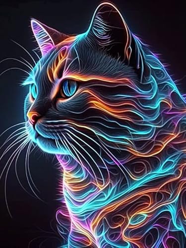 VAIIEYO 5D DIY 5D Diamond Painting Erwachsene Katze, Diamant Painting Bilder Malerei Kits Tier, Malen Nach Zahlen Diamant Home Wand Decor Gemälde Kreuzstich Diamond Dekoration 30x40 cm von VAIIEYO