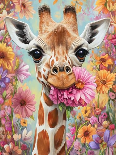 VAIIEYO 5D DIY 5D Diamond Painting Giraffe, Diamant Painting Bilder Malerei Kits Tier, Malen Nach Zahlen Diamant Home Wand Decor Gemälde Kreuzstich Diamond Dekoration 30x40 cm-42 von VAIIEYO