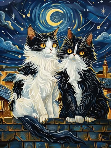 VAIIEYO 5D DIY 5D Diamond Painting Katze, Diamant Painting Bilder Malerei Kits Tier, Malen Nach Zahlen Diamant Home Wand Decor Gemälde Kreuzstich Diamond Dekoration 30x40 cm-37 von VAIIEYO